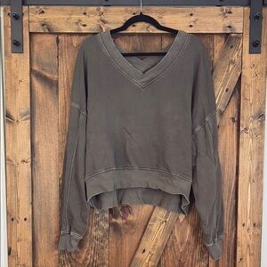 Aerie Olive Green V-Neck Sweater
